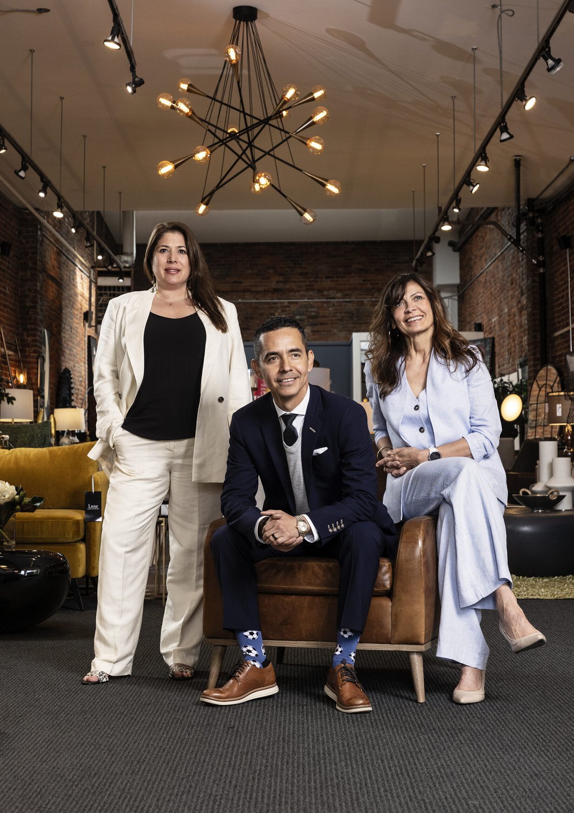 Luxe Home Interiors team - Elaine, Janine, and Felipe